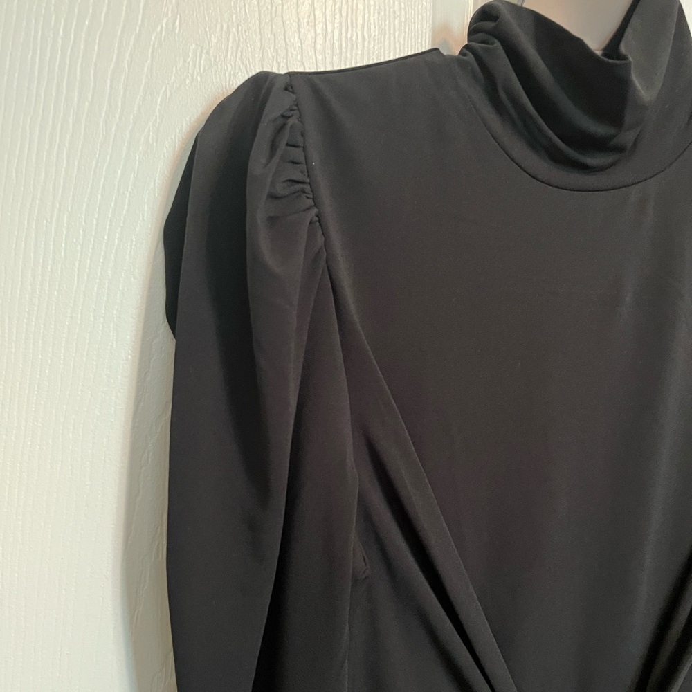 Express Midi Dress - Black Twist Front Long Sleeve Mock Neck- size M - Picture 5 of 10